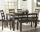 J&M Furniture - Ashley Furniture - Coviar Dining Table and Chairs with Bench (Set of 6) - Dining Room Table Set (6/CN) - D385-325